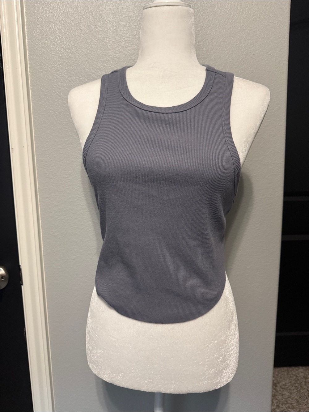 Wild Fable Cropped Raw Hem Ribbed Tank Top in Gray